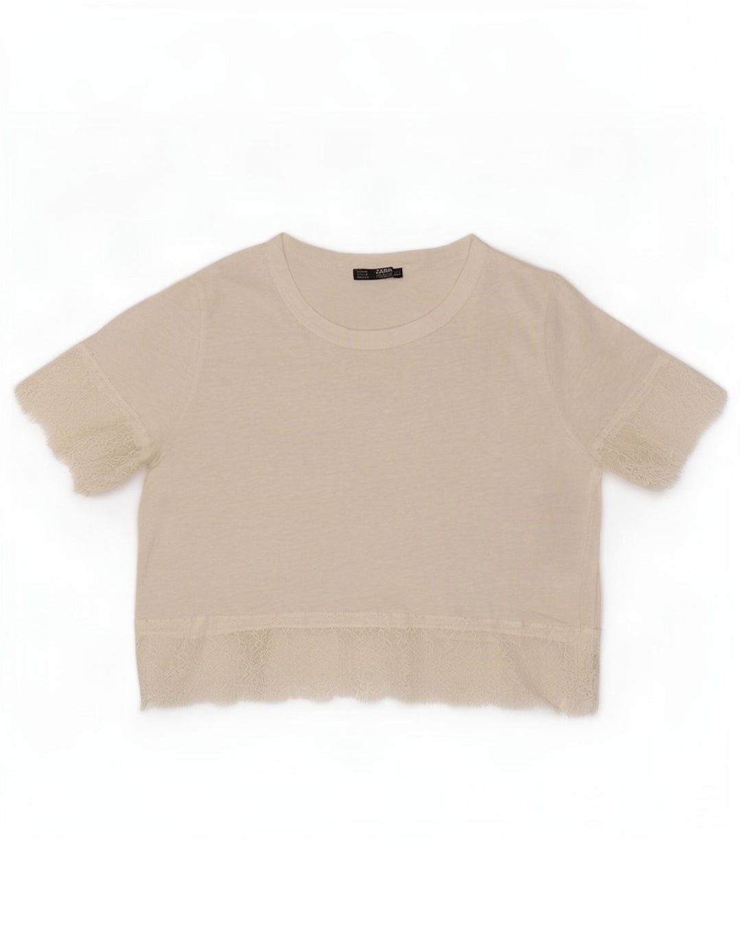 Zara Womens Crop Blouse Top UK 12 Medium White Linen