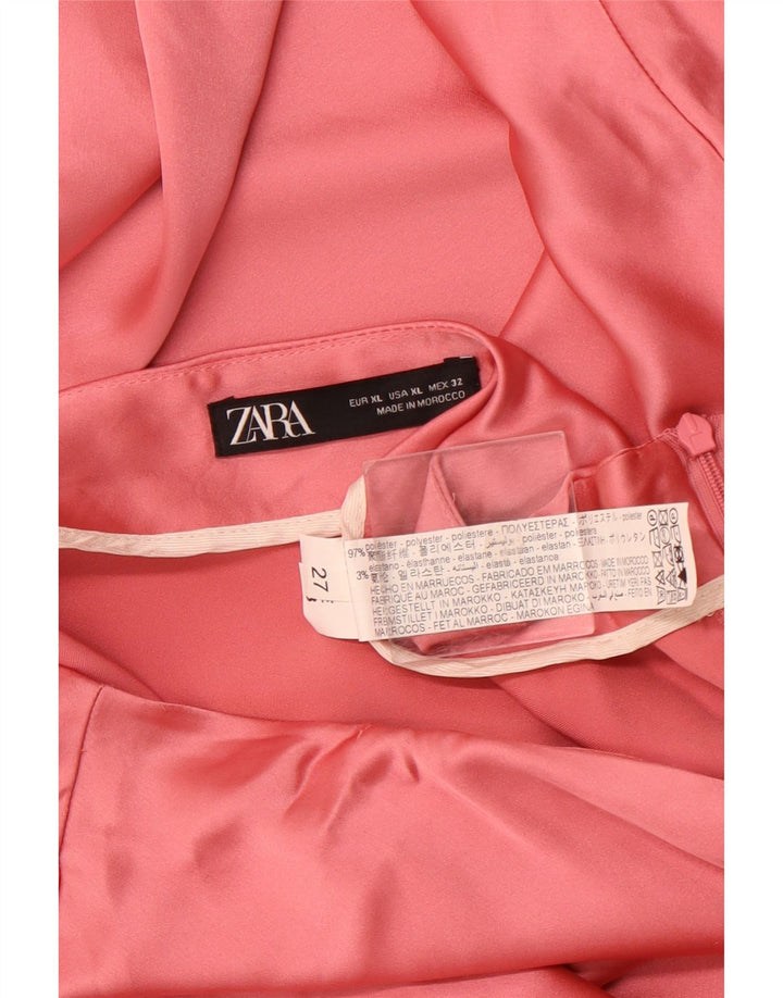 ZARA Womens High Waist A-Line Skirt XL W32  Pink Polyester