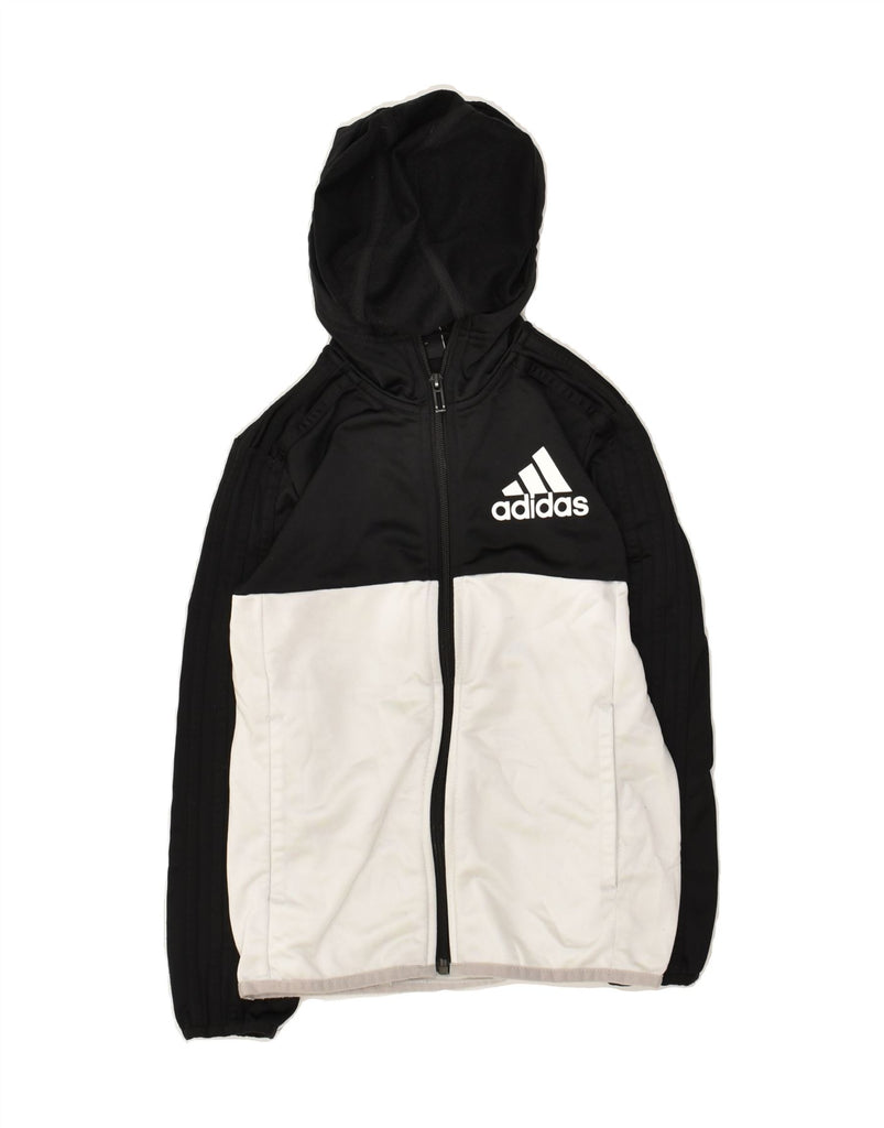 ADIDAS Boys Hooded Tracksuit Top Jacket 5-6 Years Black Colourblock | Vintage Adidas | Thrift | Second-Hand Adidas | Used Clothing | Messina Hembry 