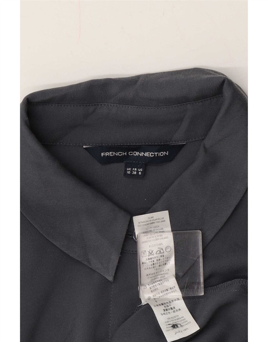 French Connection Womens Oversized Shirt Dress UK 10 Small Grey Polyester