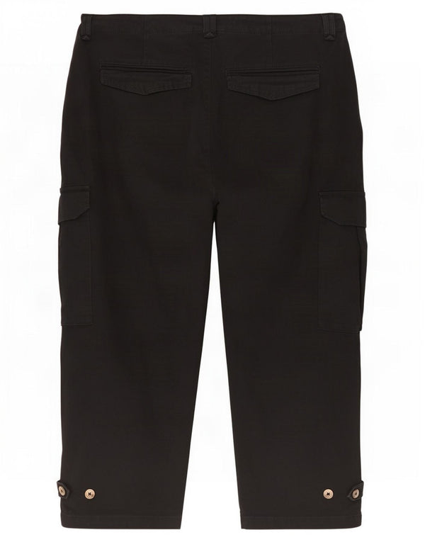 Marks & Spencer Womens High Waist Cropped Trousers UK 22 3XL W42 L24 Black