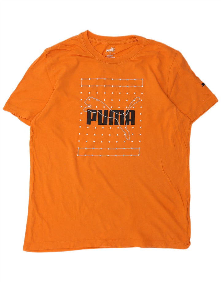 PUMA Mens Graphic T-Shirt Top Large Orange Cotton