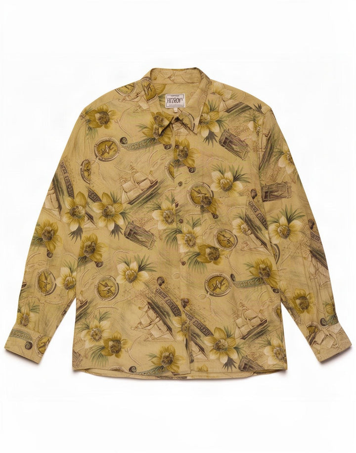 Fitzroy's Mens Graphic Shirt XL Green Floral