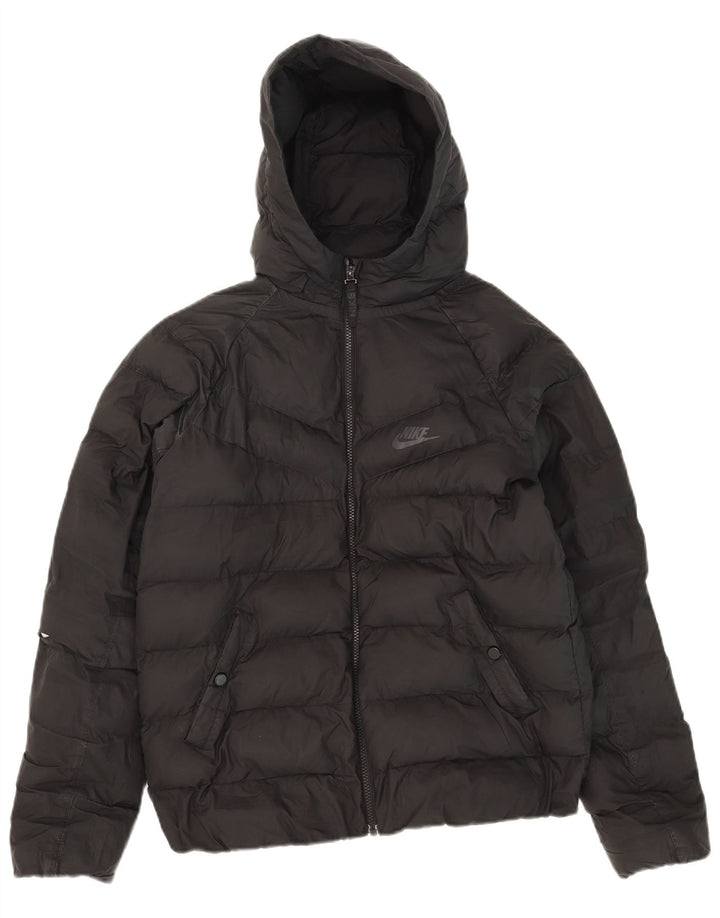 Nike Boys Hooded Padded Jacket 13-14 Years XL Black Polyester