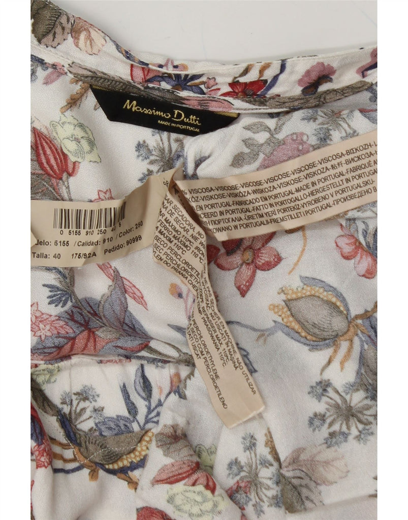 MASSIMO DUTTI Womens Long Sleeve Blouse Top EU 40 Medium White Floral Vintage Massimo Dutti and Second-Hand Massimo Dutti from Messina Hembry 