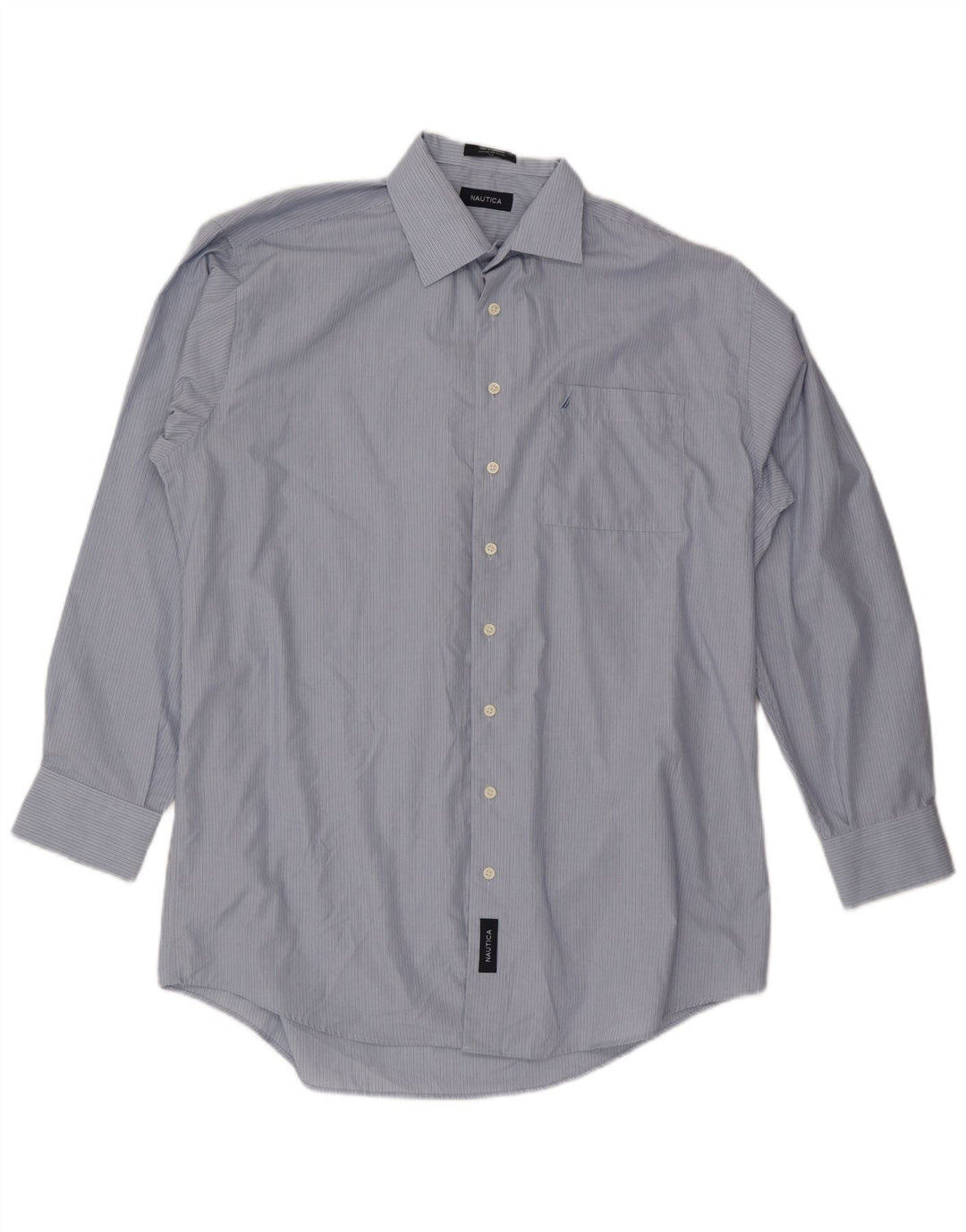 NAUTICA Mens Shirt Size 43 Large Blue Striped Cotton