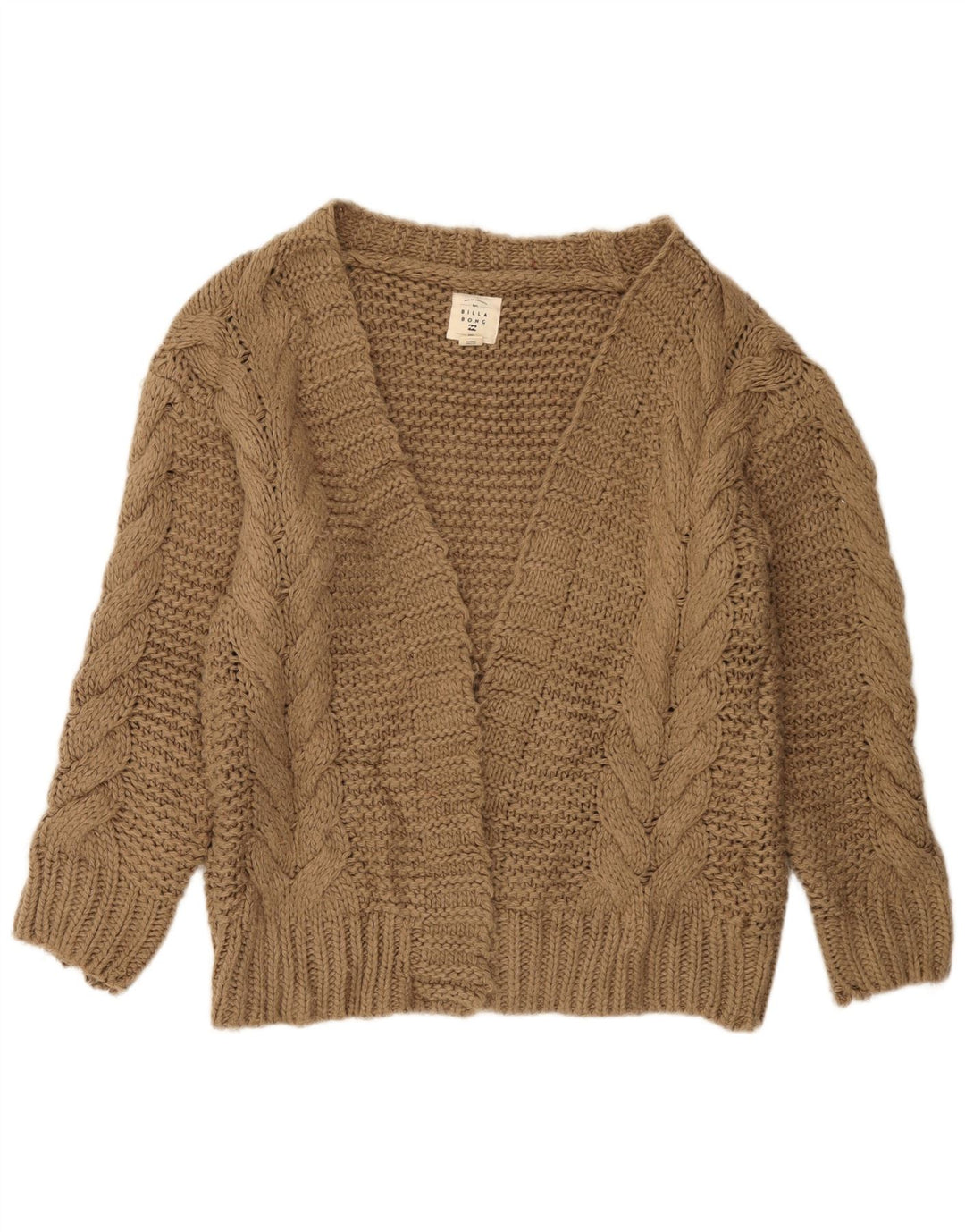 Billabong Womens Oversized Open Cardigan Sweater UK 10 Small Brown Acrylic
