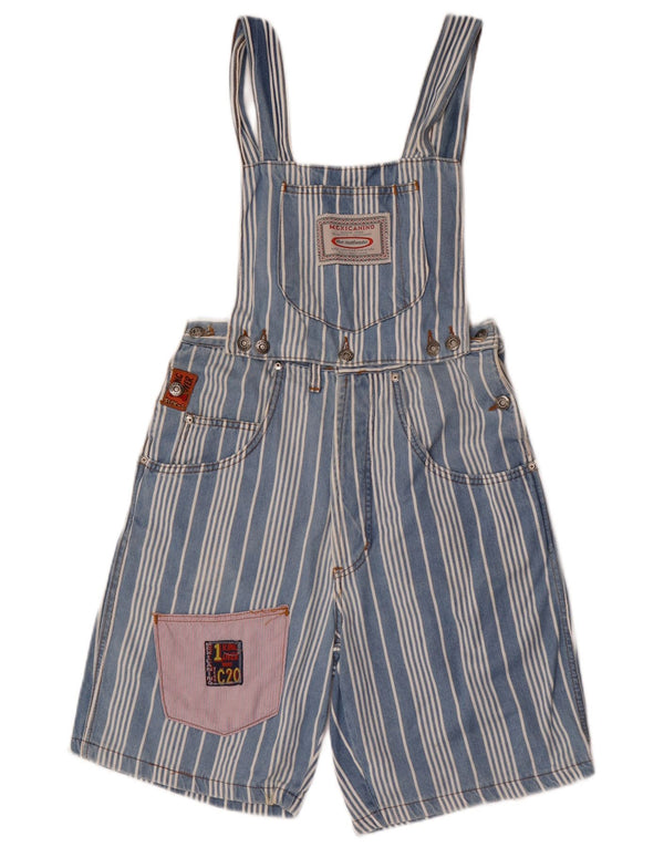 Vintage Womens Dungarees Shorts W28 Medium Blue Striped