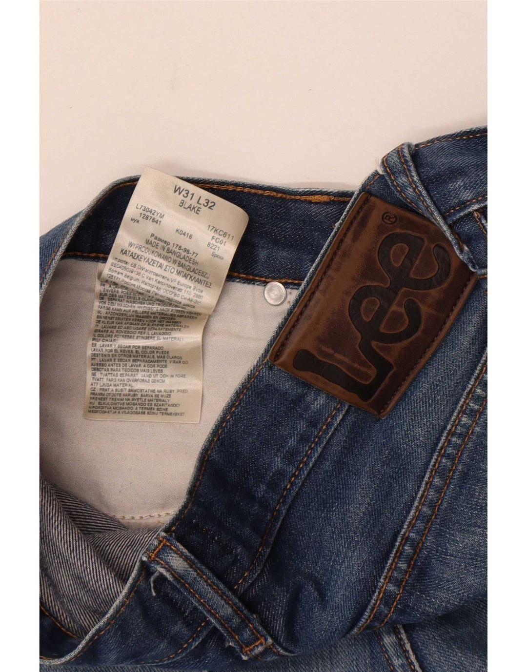 Lee Mens Blake Straight Jeans W31 L32 Blue Cotton