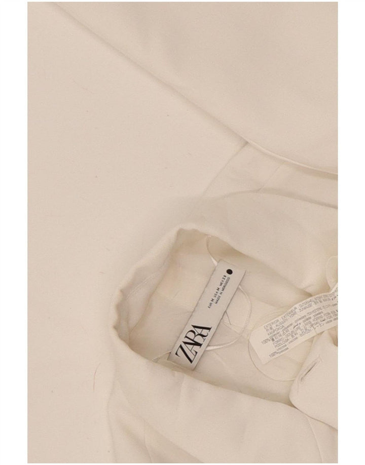 Zara Womens Double Breasted Blazer Jacket UK 14 Medium White Polyester