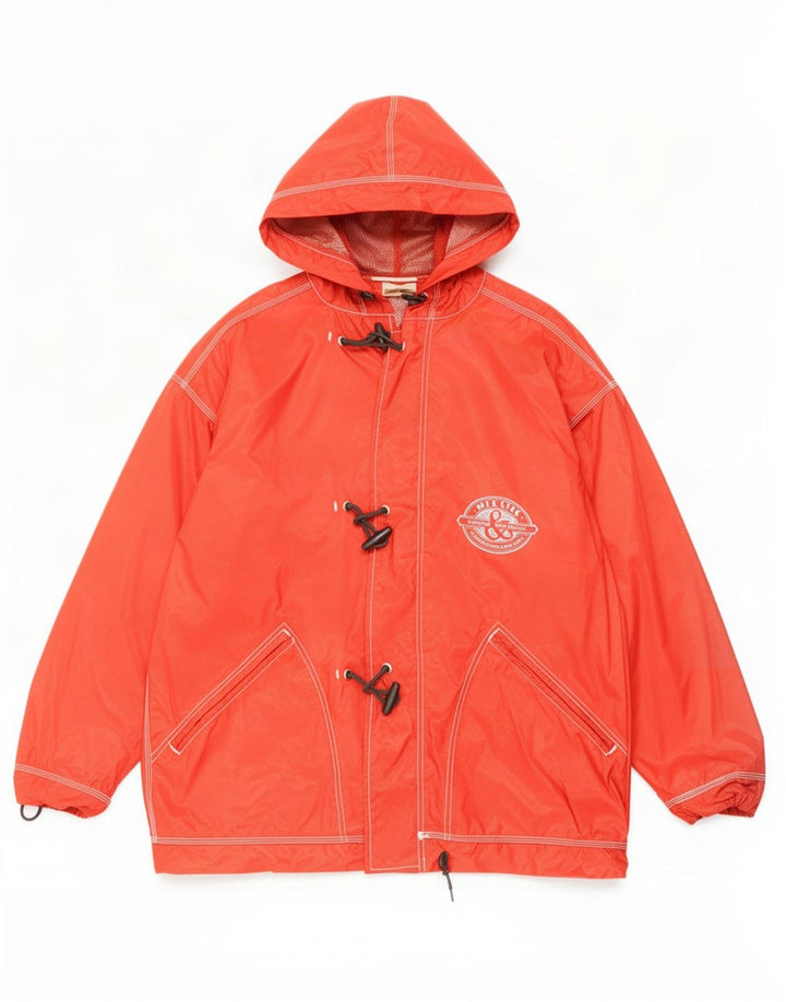 Killtec Mens Hooded Duffle Rain Jacket UK 46 3XL Red Polyamide
