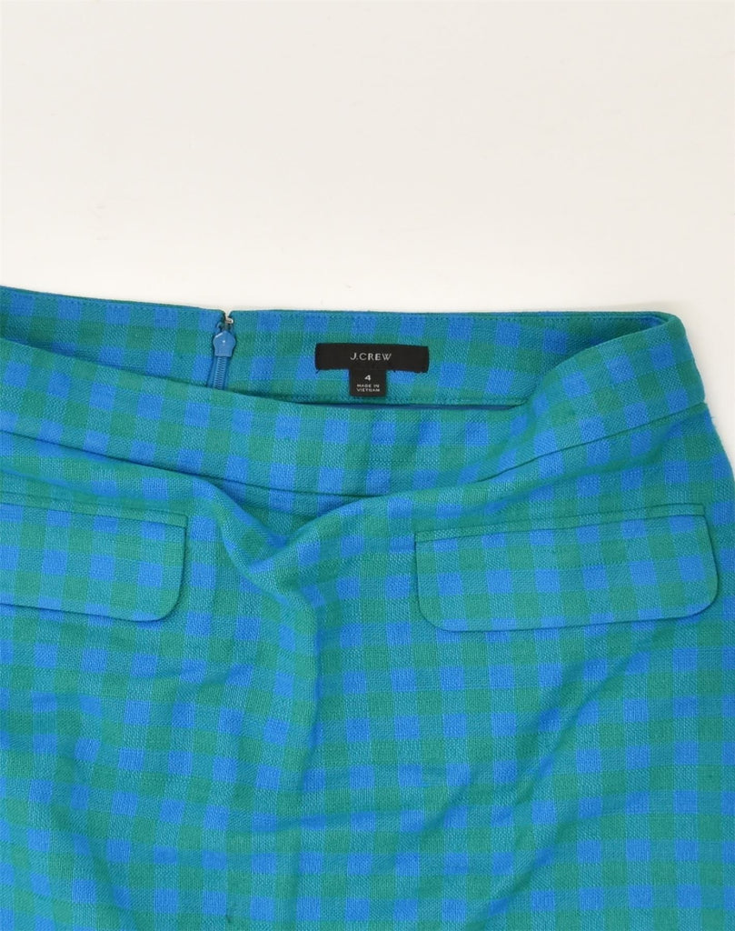 J. CREW Womens Straight Skirt US 4 Small W30 Blue Gingham Viscose | Vintage J. Crew | Thrift | Second-Hand J. Crew | Used Clothing | Messina Hembry 