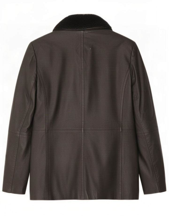 Wallis Womens Leather Jacket UK 12 Medium Black