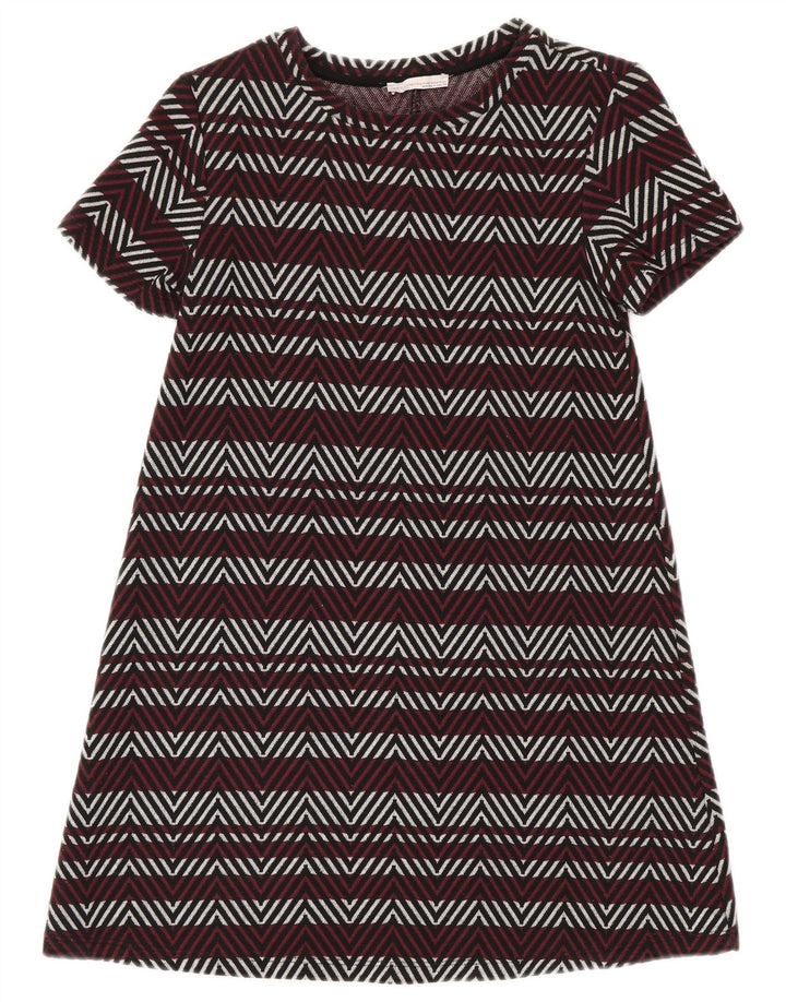 Zara Womens Trafaluc Basic Dress UK 8 Small Burgundy Chevron Polyester