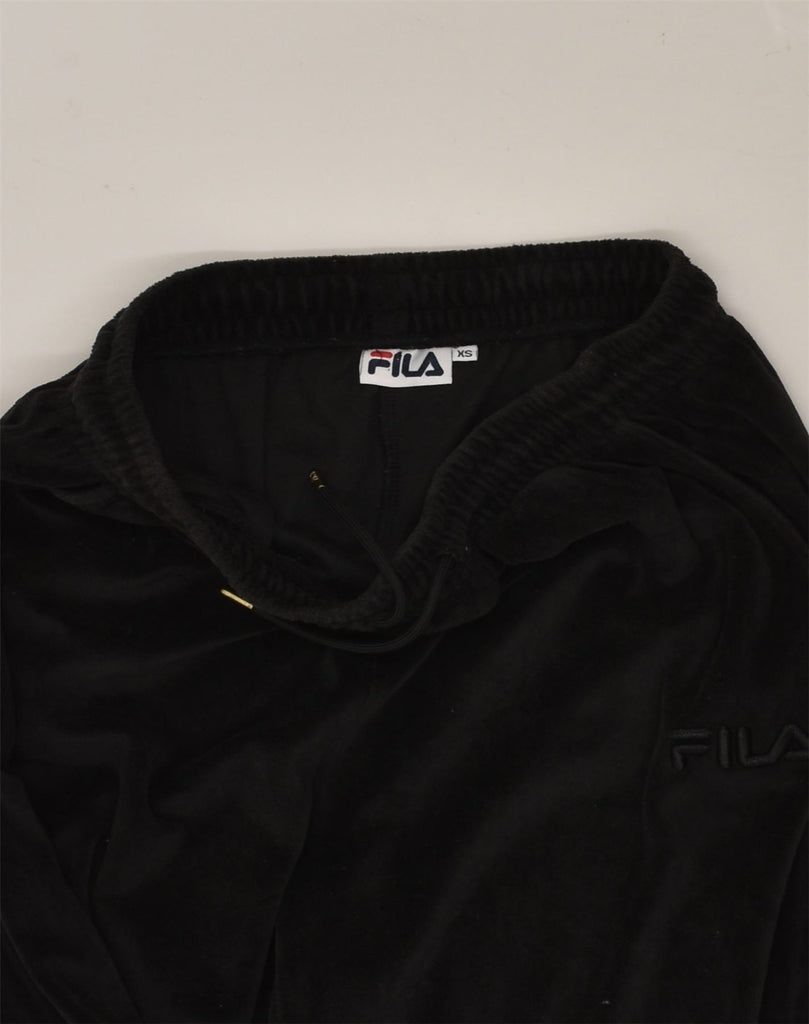 FILA Womens Tracksuit Trousers UK 6 XS Black Cotton | Vintage Fila | Thrift | Second-Hand Fila | Used Clothing | Messina Hembry 