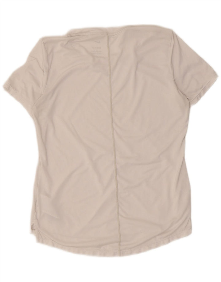 Nike Womens Dri Fit T-Shirt Top UK 10 Small White Polyester