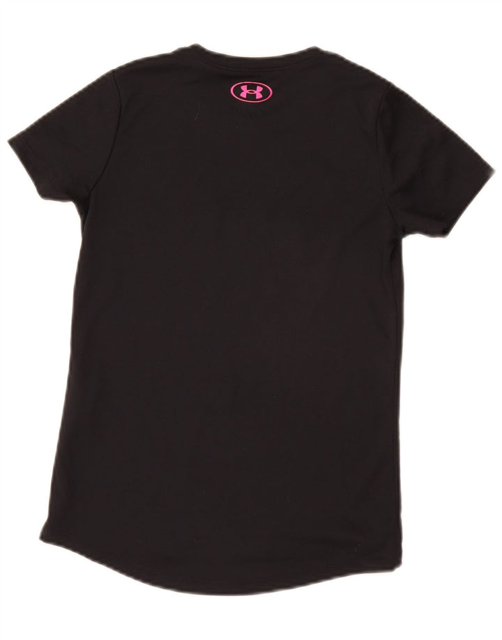 Under Armour Girls Graphic T-Shirt Top 9-10 Years Medium Black Polyester