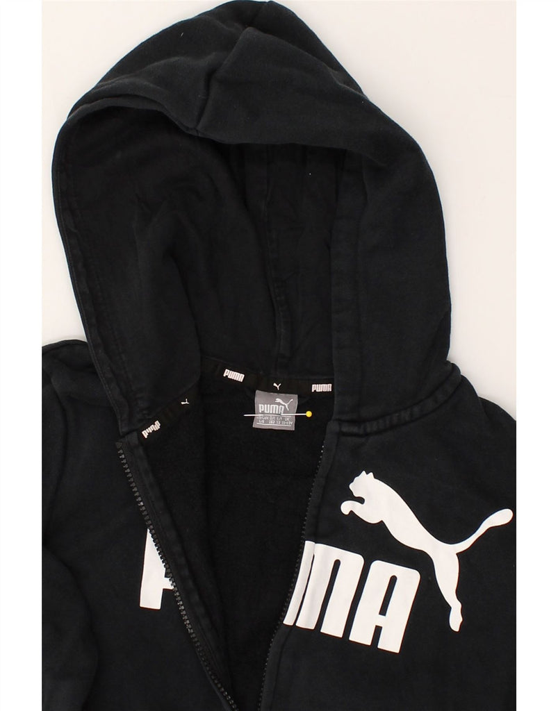 PUMA Boys Graphic Zip Hoodie Sweater 11-12 Years Black Cotton | Vintage Puma | Thrift | Second-Hand Puma | Used Clothing | Messina Hembry 