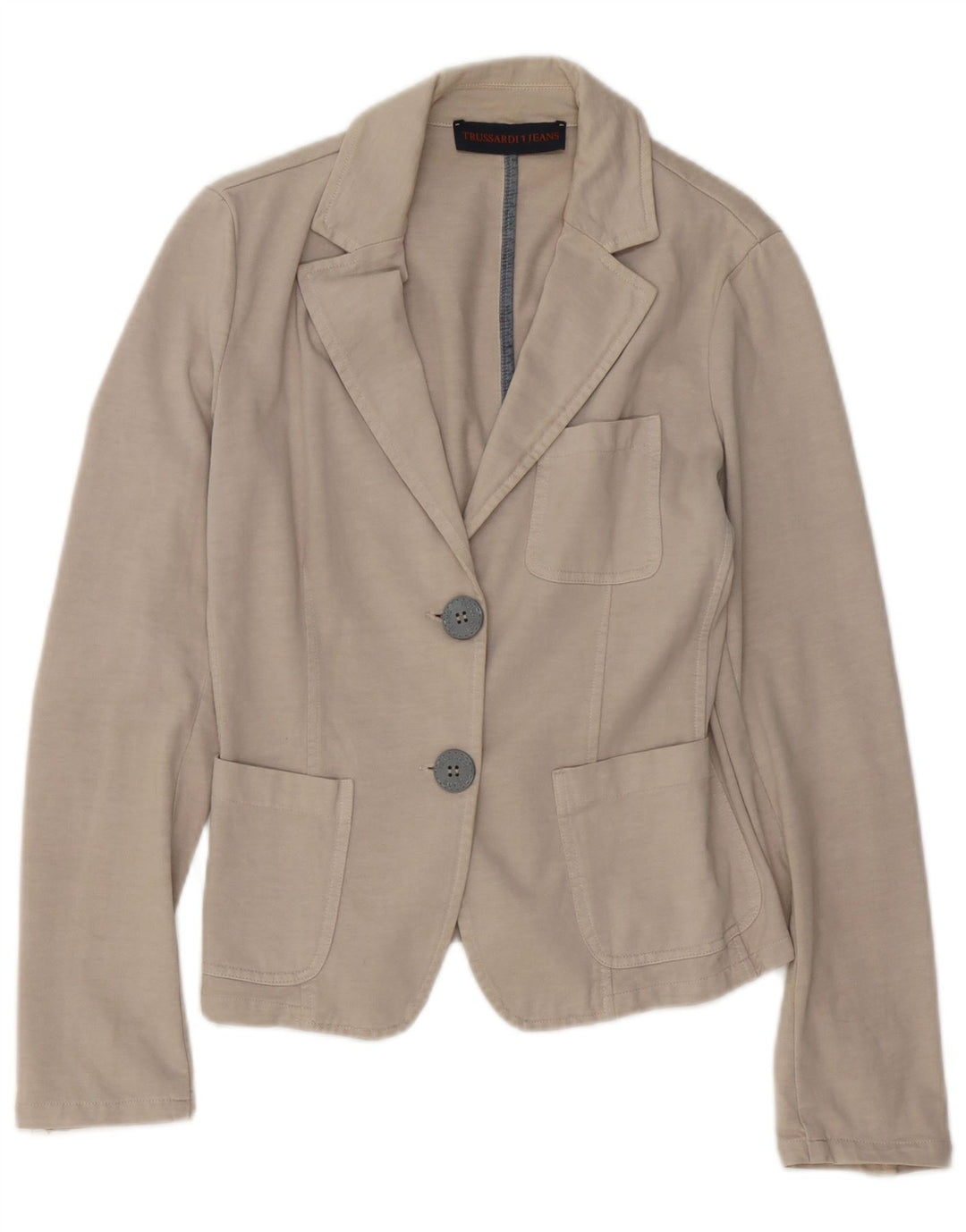 TRUSSARDI JEANS Womens 2 Button Blazer Jacket UK 12 Medium Beige