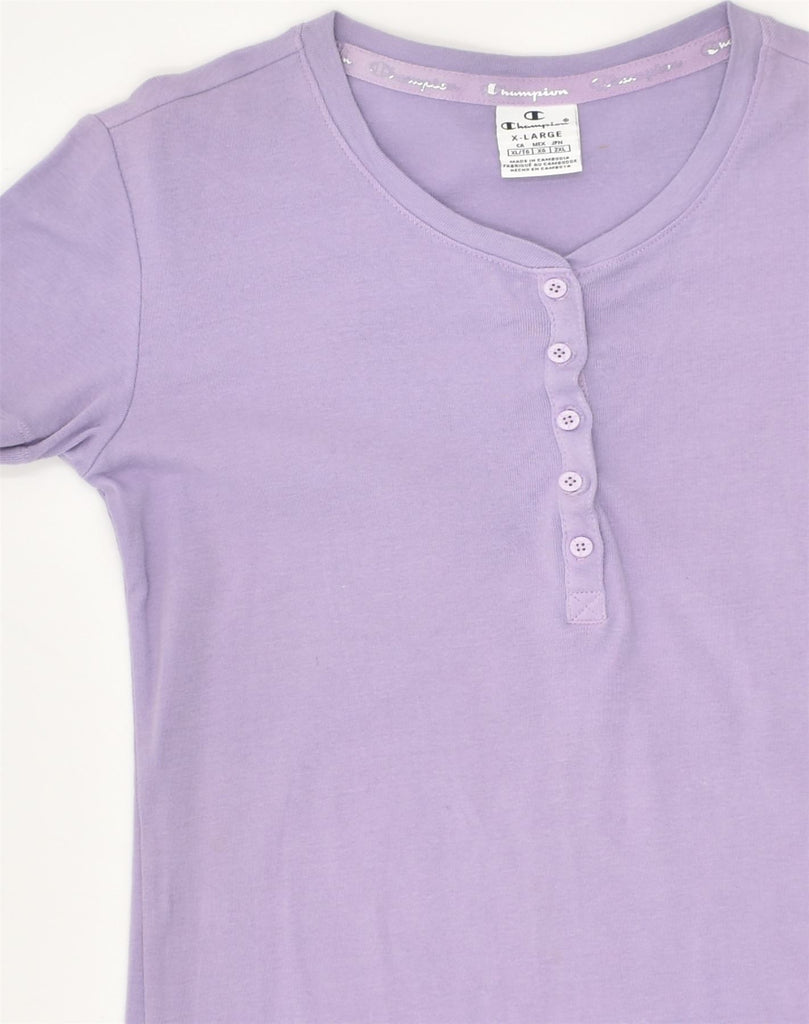 CHAMPION Womens T-Shirt Dress UK 18 XL Purple Cotton | Vintage Champion | Thrift | Second-Hand Champion | Used Clothing | Messina Hembry 