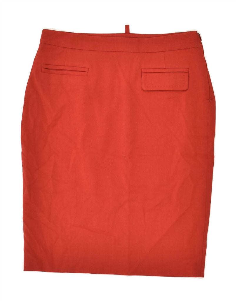 DSQUARED2 Womens Pencil Skirt IT 42 Medium W30  Red Wool | Vintage Dsquared2 | Thrift | Second-Hand Dsquared2 | Used Clothing | Messina Hembry 