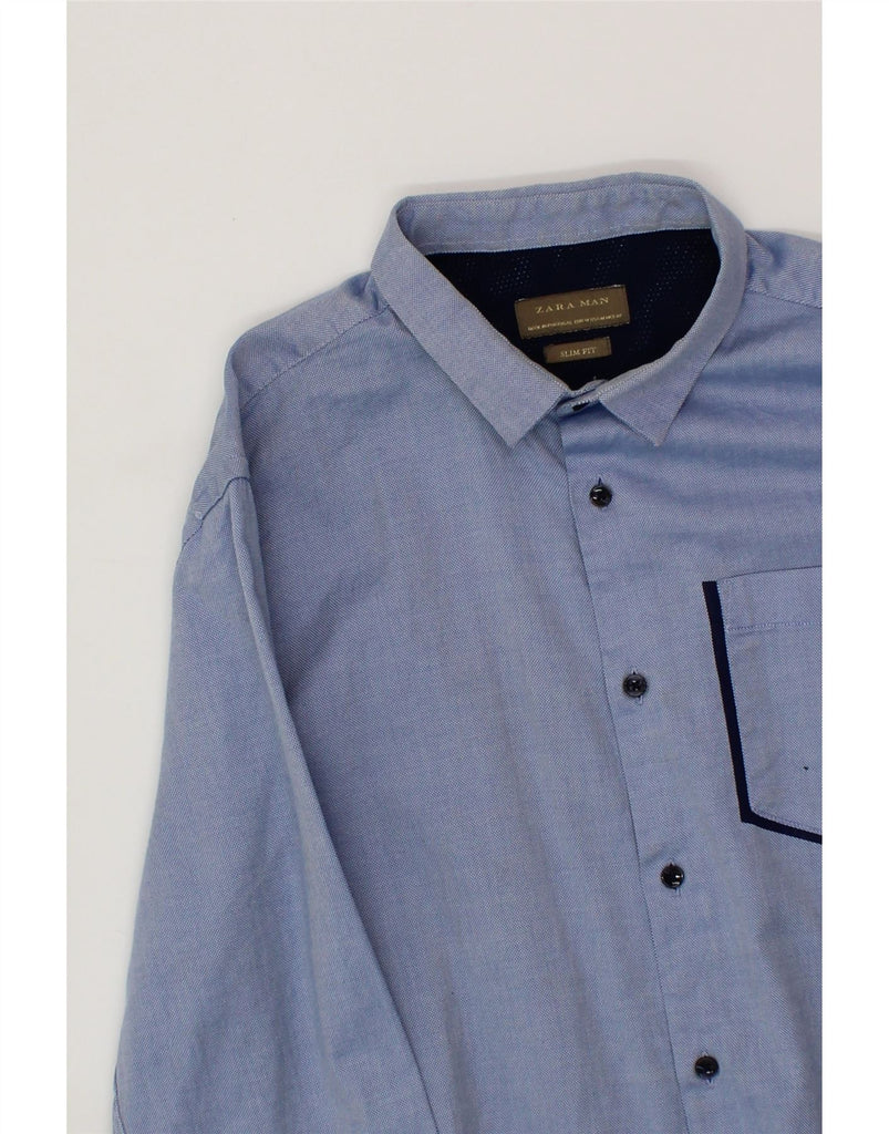ZARA Mens Slim Fit Shirt Medium Blue Vintage Zara and Second-Hand Zara from Messina Hembry 