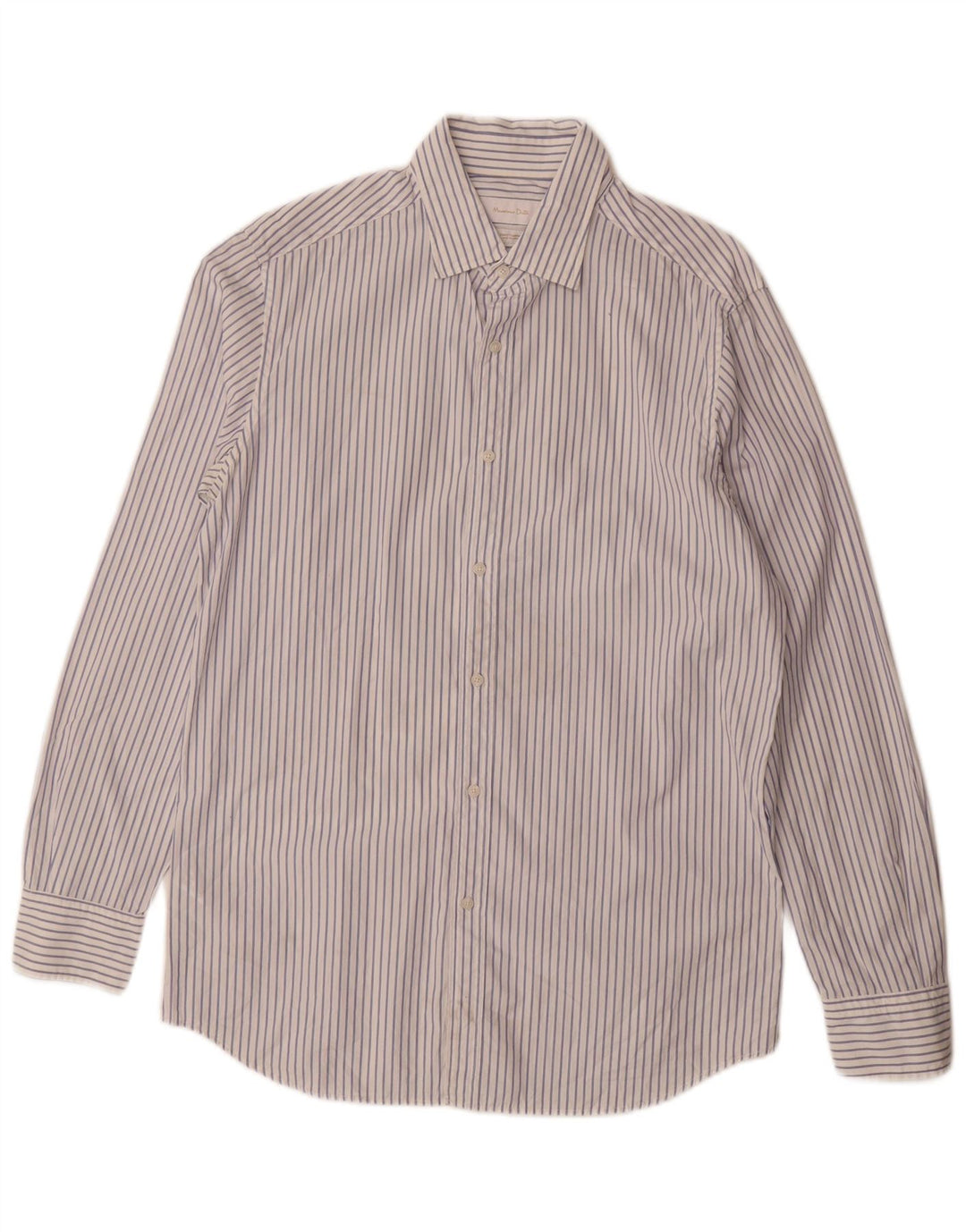 Massimo Dutti Mens Shirt Medium White Pinstripe Cotton