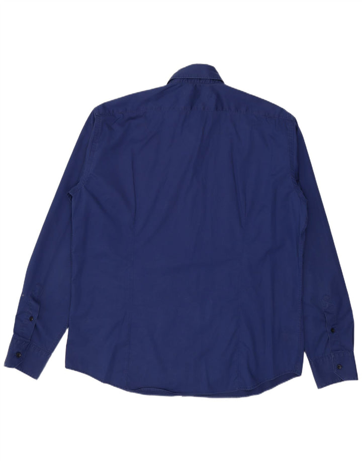 Trussardi Mens Shirt Size 43 17 XL Blue Cotton