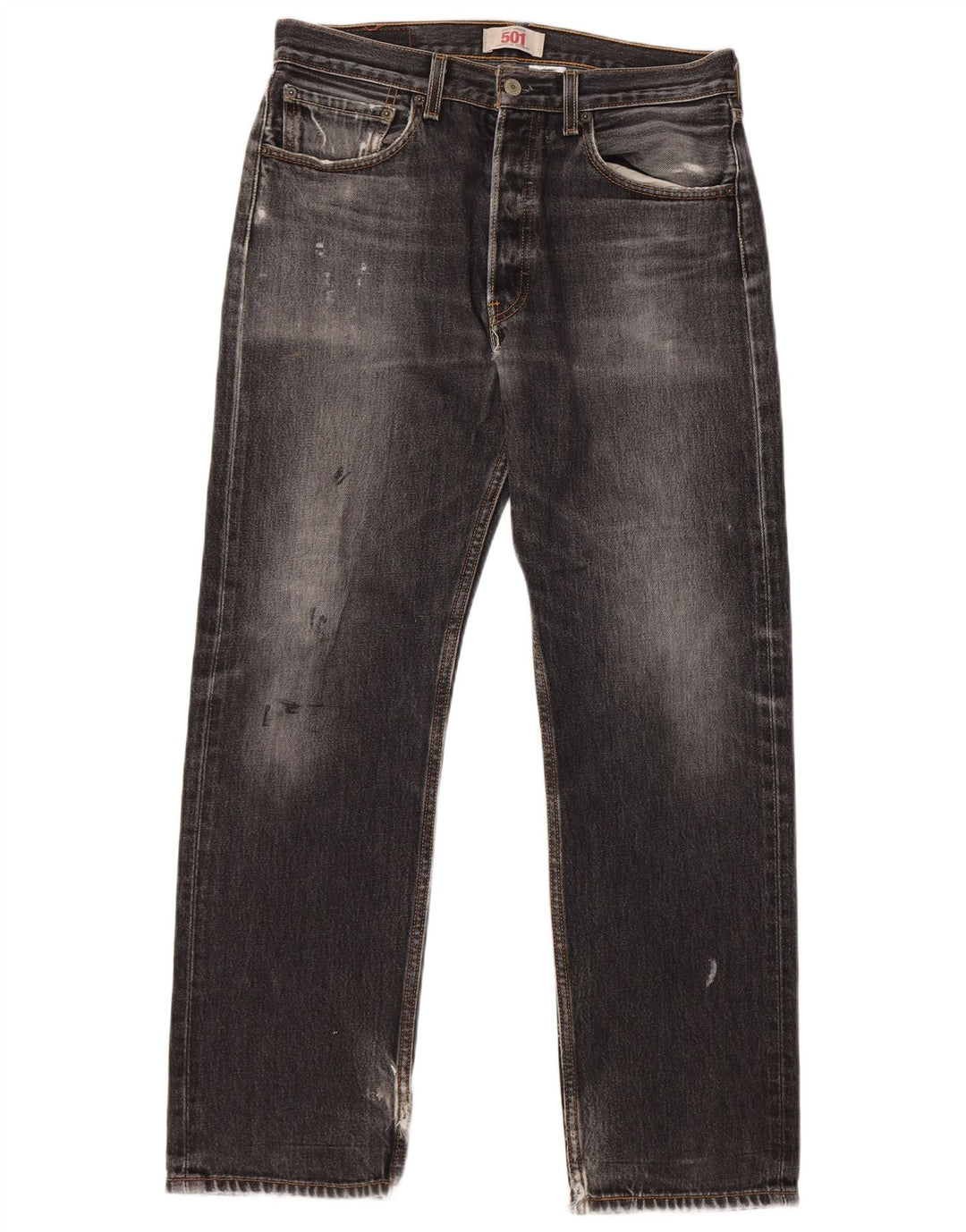 LEVI'S Mens 501 Straight Jeans W32 L32 Black Cotton