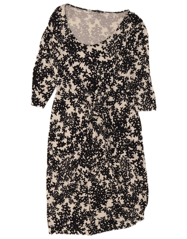 Hobbs Womens 3/4 Sleeve Basic Dress UK 10 Small Black Floral Viscose