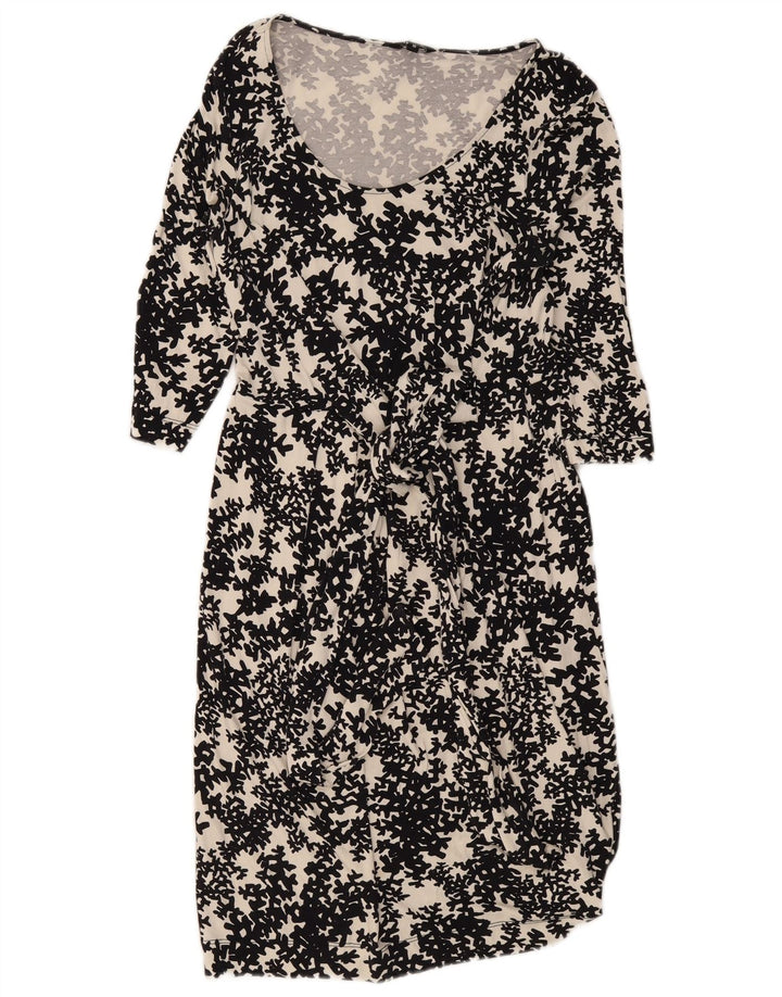 Hobbs Womens 3/4 Sleeve Basic Dress UK 10 Small Black Floral Viscose