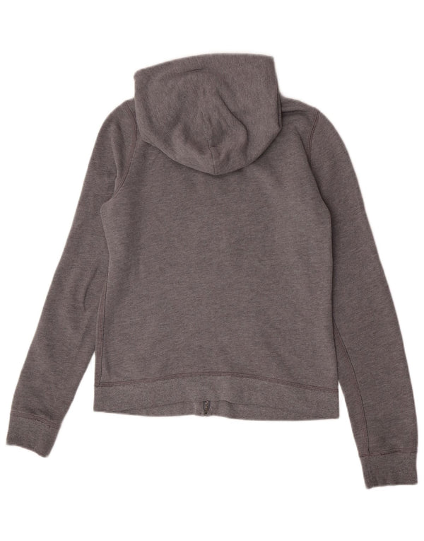 Hollister Womens Graphic Zip Hoodie Sweater UK 12 Medium Grey Cotton