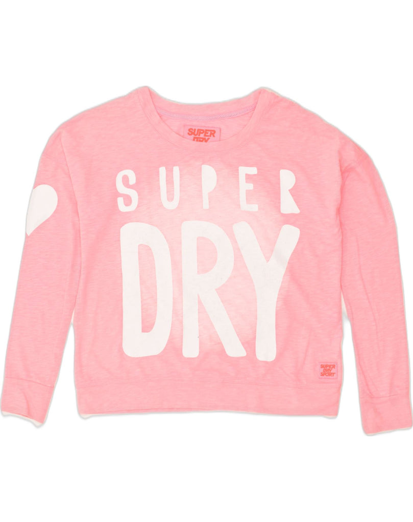 SUPERDRY Womens Graphic Sweatshirt Jumper UK 6 XS Pink Polyester | Vintage Superdry | Thrift | Second-Hand Superdry | Used Clothing | Messina Hembry 