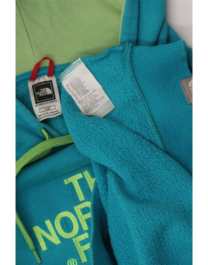 THE NORTH FACE Womens Graphic Hoodie Jumper UK 16 Large Blue Cotton