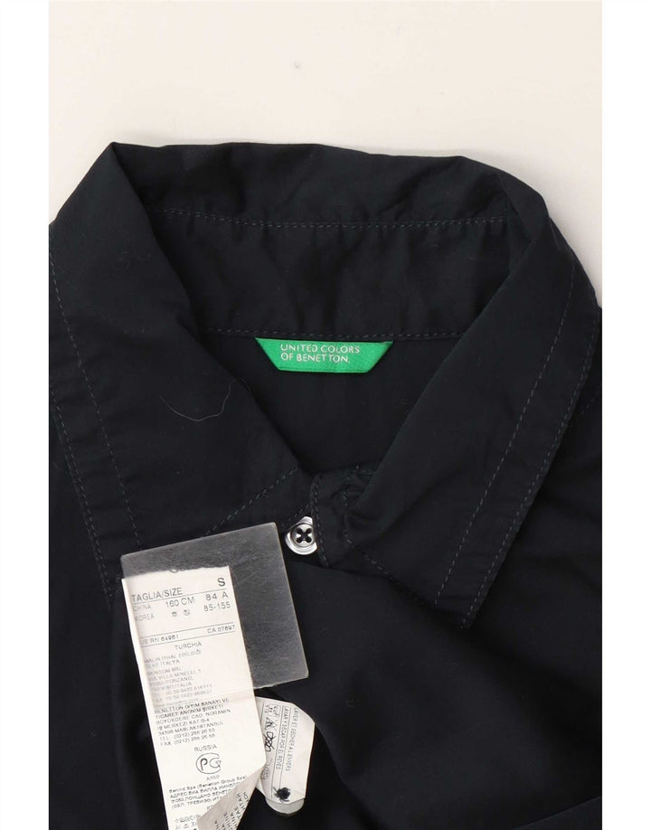 Benetton Womens Shirt UK 10 Small Navy Blue Cotton