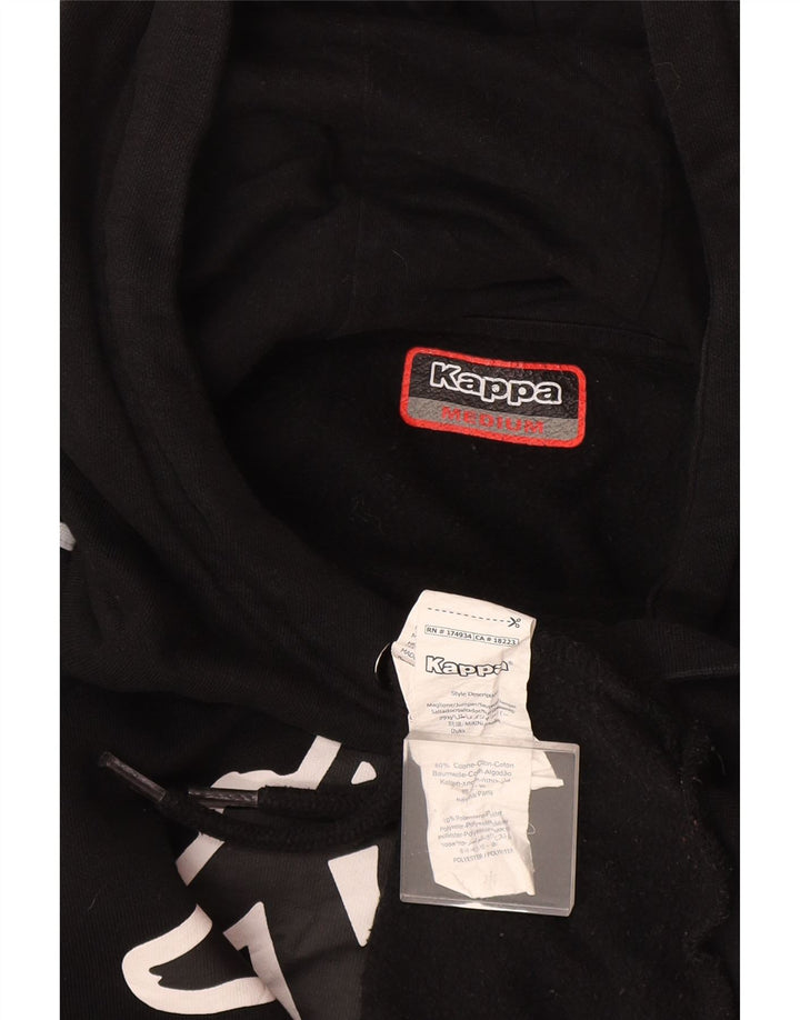 Kappa Mens Graphic Hoodie Jumper Medium Black Cotton