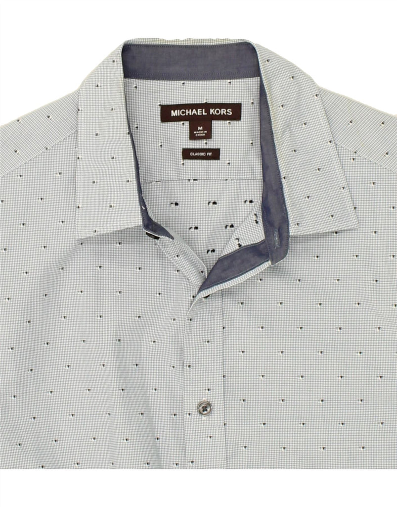 MICHAEL KORS Mens Classic Fit Shirt Medium Blue Spotted Cotton Vintage Michael Kors and Second-Hand Michael Kors from Messina Hembry 