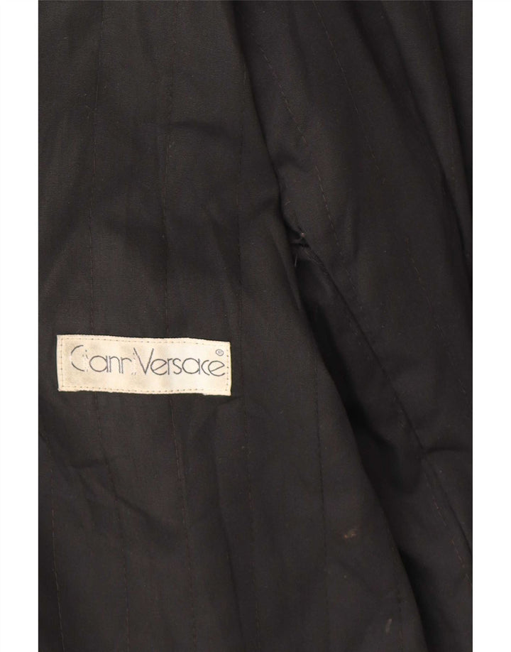 Gianni Versace Womens Leather Jacket UK 18 XL Black Leather