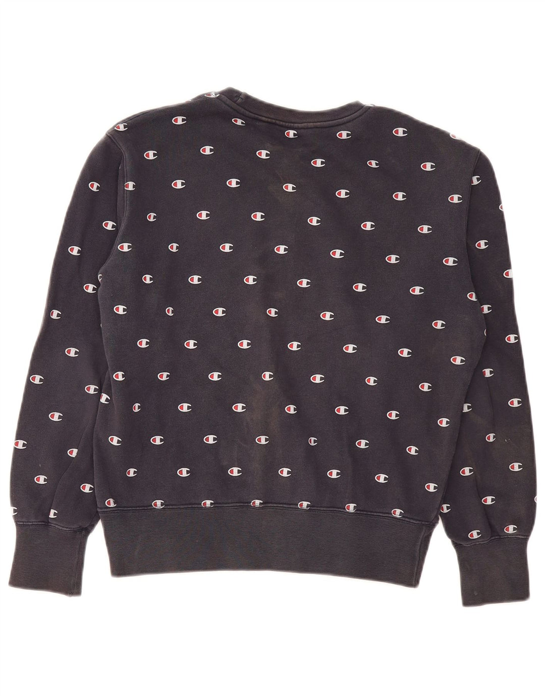 Champion Womens Oversized Graphic Sweatshirt Jumper UK 10 Small Black