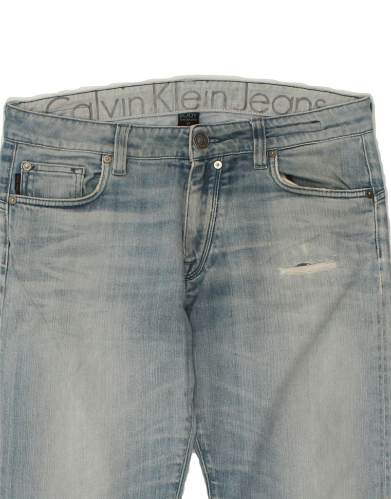 CALVIN KLEIN Womens Distressed Low Waist Slim Jeans W33 L29 Blue | Vintage Calvin Klein | Thrift | Second-Hand Calvin Klein | Used Clothing | Messina Hembry 