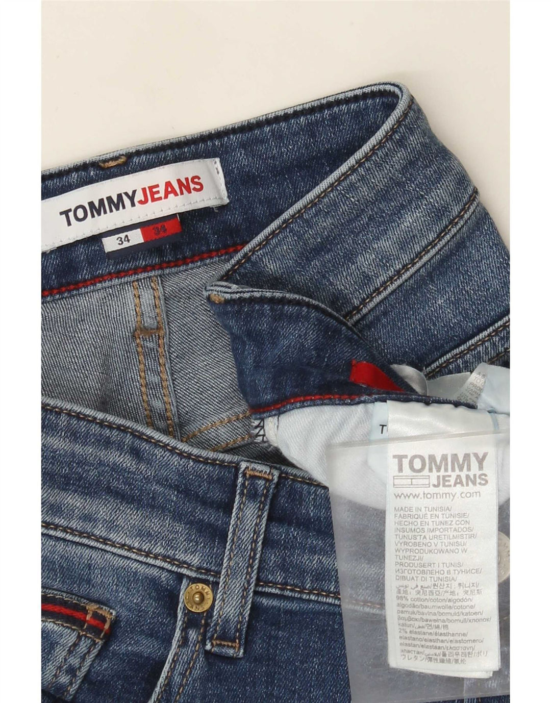 Tommy Hilfiger Mens Slim Jeans W34 L34 Blue Cotton