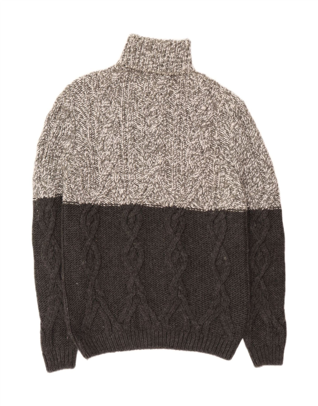 Zara Mens Roll Neck Jumper Sweater XL Grey Colourblock Acrylic