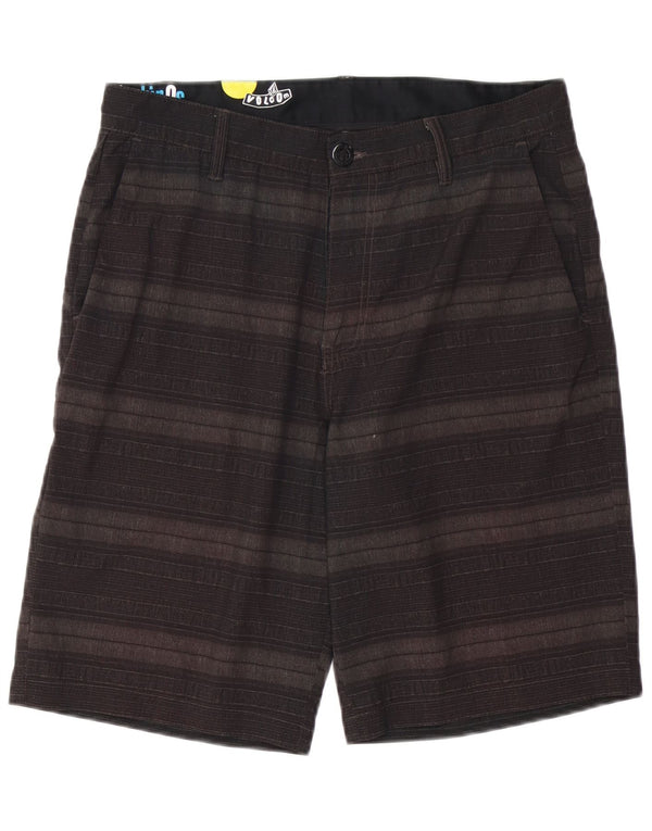 VOLCOM Mens Cargo Shorts W32 Large Grey Striped Polyester