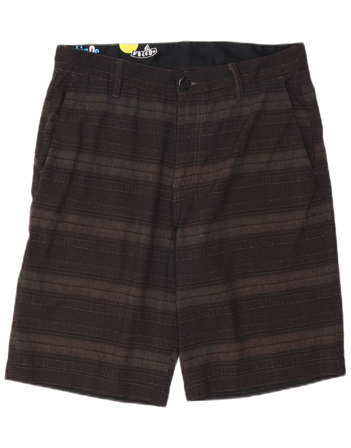 VOLCOM Mens Cargo Shorts W32 Large Grey Striped Polyester