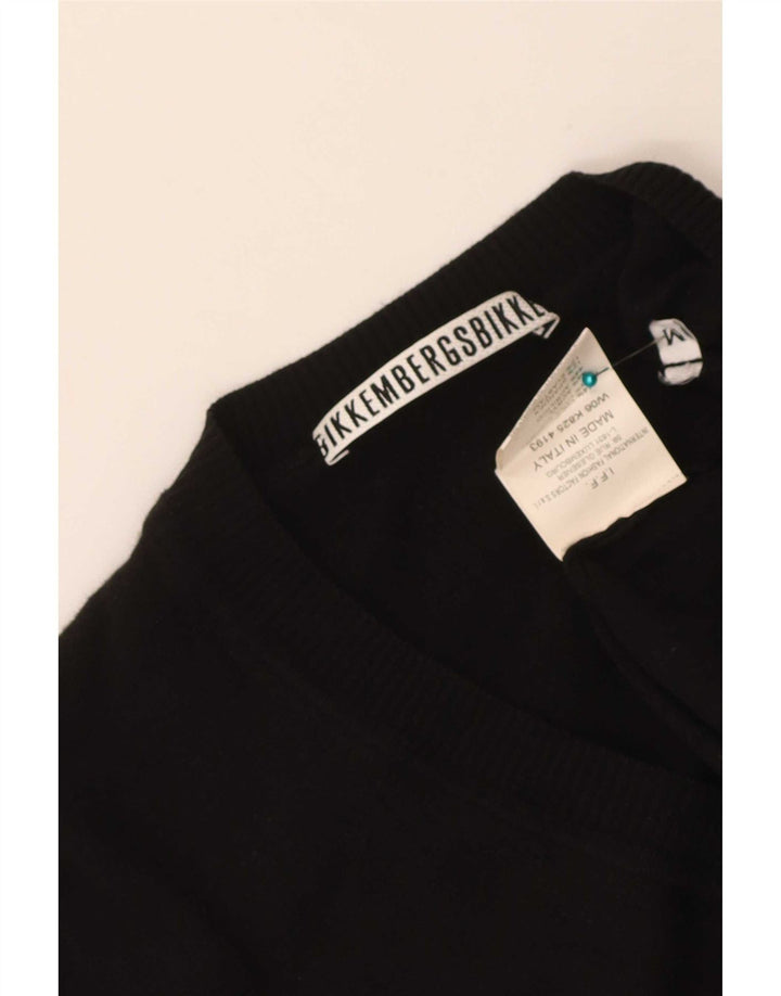 Bikkembergs Womens V-Neck Jumper Sweater UK 14 Medium Black Virgin Wool