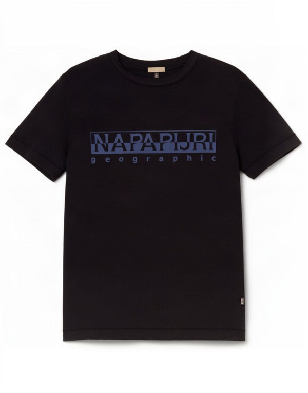 Napapijri Mens Geographic Graphic T-Shirt Top Small Navy Blue Cotton
