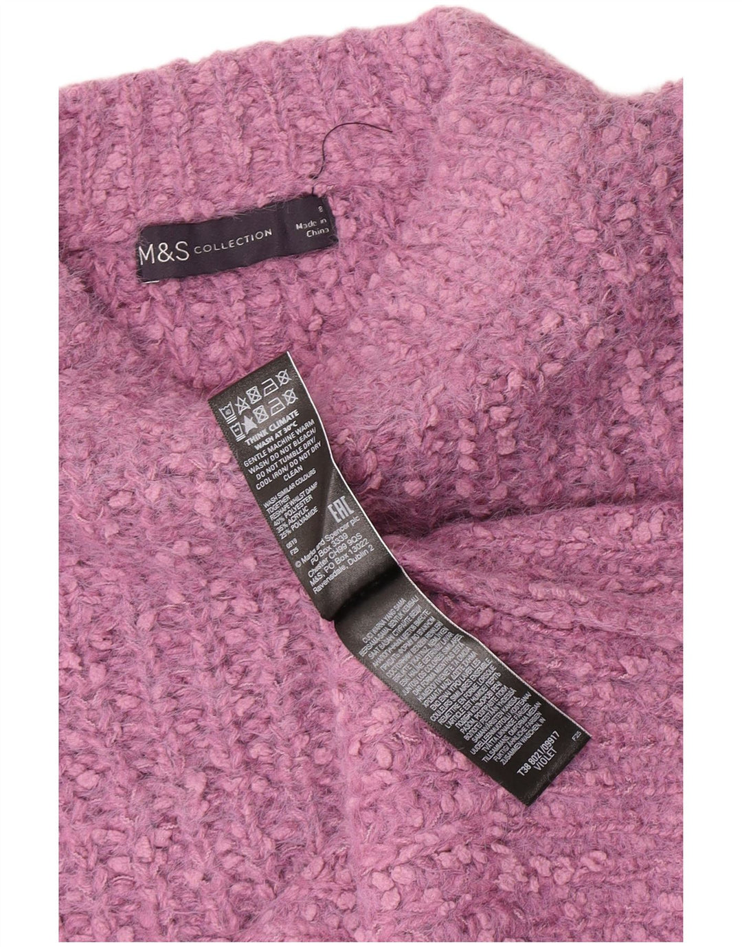 Marks & Spencer Womens Boat Neck Jumper Sweater UK 8 Small Purple Polyester