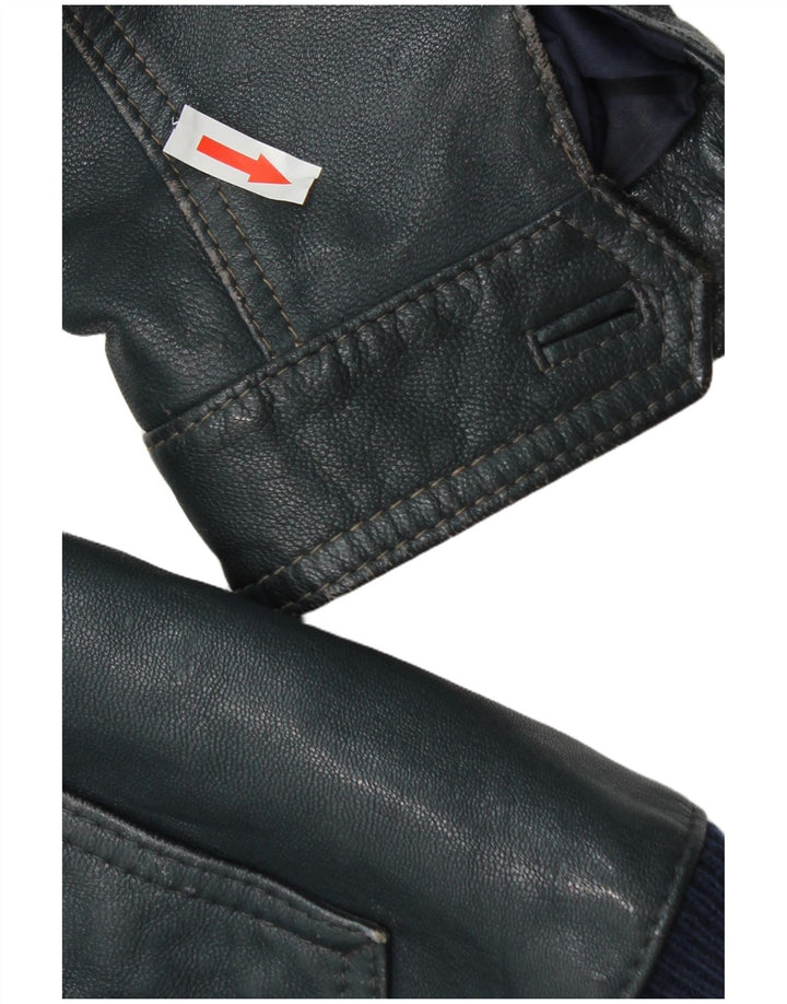 C&A Mens Leather Jacket UK 36 Small Blue Leather