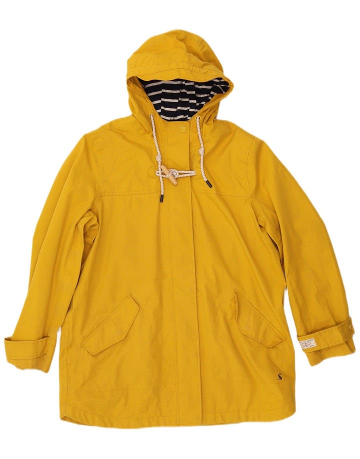 JOULES Womens Hooded Raincoat UK 14 Large Yellow Polyester