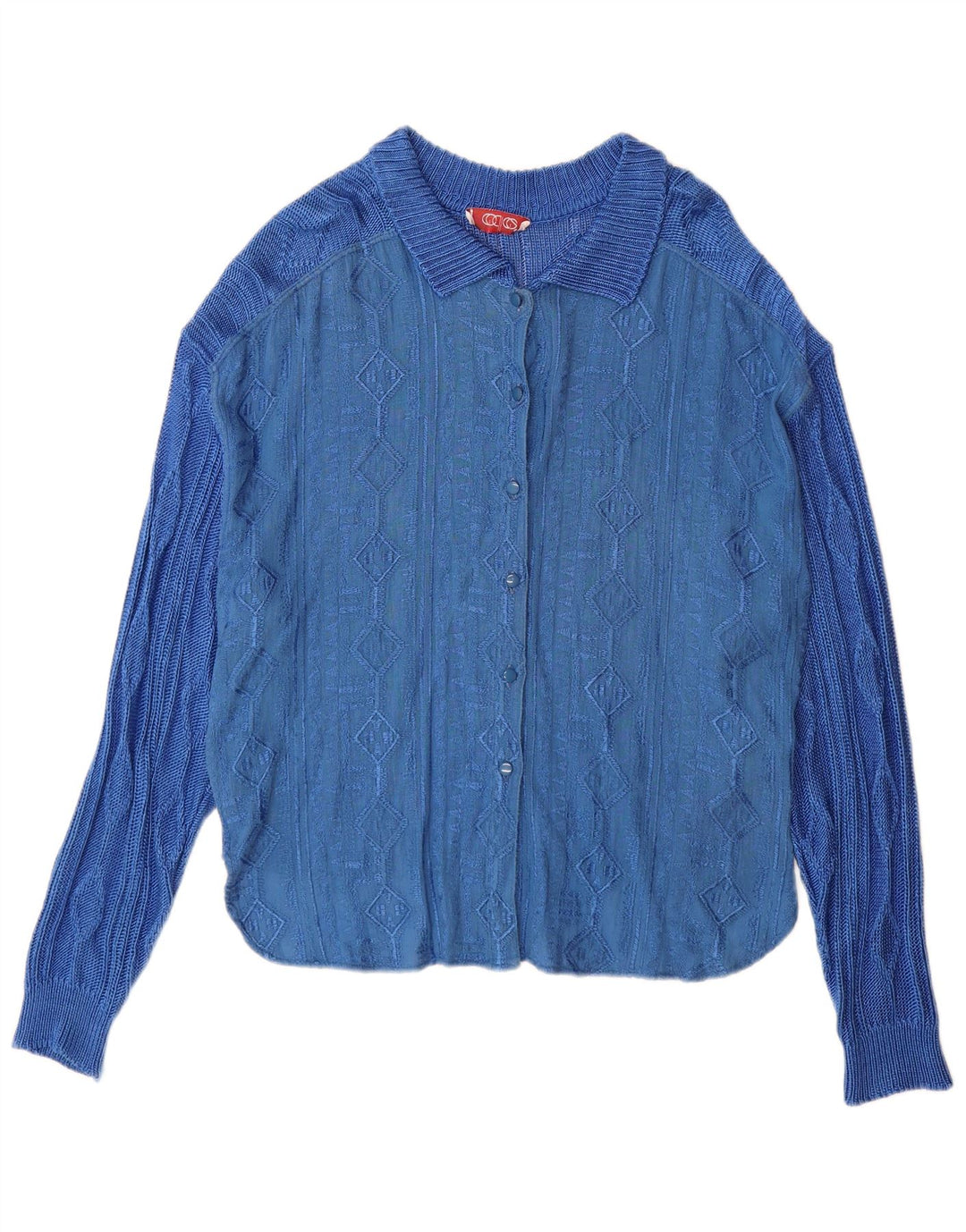 Vintage Womens Cardigan Sweater IT 44 Medium Blue Geometric Viscose